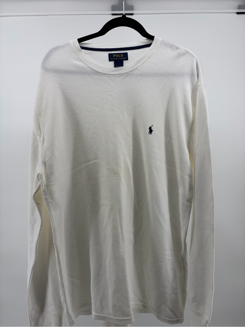 Polo Ralph Lauren Mens Long Sleeve Crewneck Waffle Knit Shirt White Size X-Large